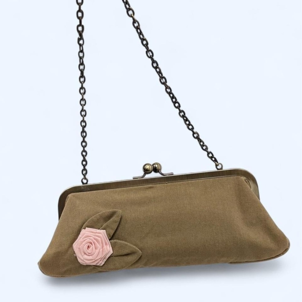 American Eagle Kisslock Shoulder Bag Floral Y2K Indie Twee Purse, clutch, canvas